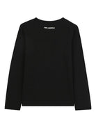 T-shirt a maniche lunghe per bambina Karl Lagerfeld Kids nera con motivo Ikon Karl & Choupette Z30940 09B KARL LAGERFELD KIDS 