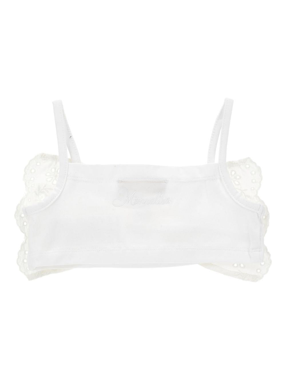 Top per bambina Monnalisa bianco con dettaglio fiocco ricamato 17G302 7043 0099 MONNALISA KIDS 