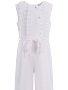 Abito modello tuta per bambina Monnalisa bianca con ruches e cintura 71G200 7124 0001 MONNALISA KIDS 
