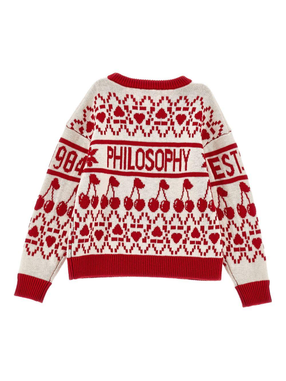 Maglione per bambina Philosophy di Lorenzo Serafini Kids rosso con motivo a ciligie I9F602 6066 P143 PHILOSOPHY 