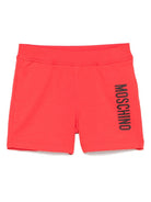 Shorts per neonato Moschino Kids rosso con stampa logo con vita elasticizzata MUQ01LLAA23 50109 MOSCHINO KIDS 