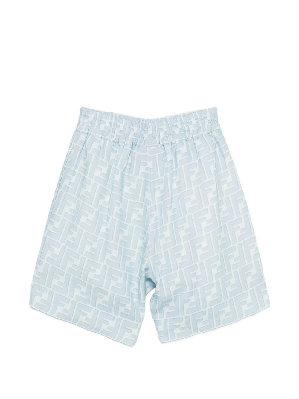 Shorts per bambino Fendi Kids azzurro con monogramma FF all-over JMF586 AY8C F0EX7 FENDI KIDS 