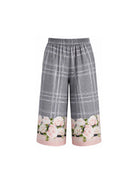 Pantaloni per bambina Monnalisa Kids grigi con motivo a fiori 71H402 8674 3294 MONNALISA KIDS 
