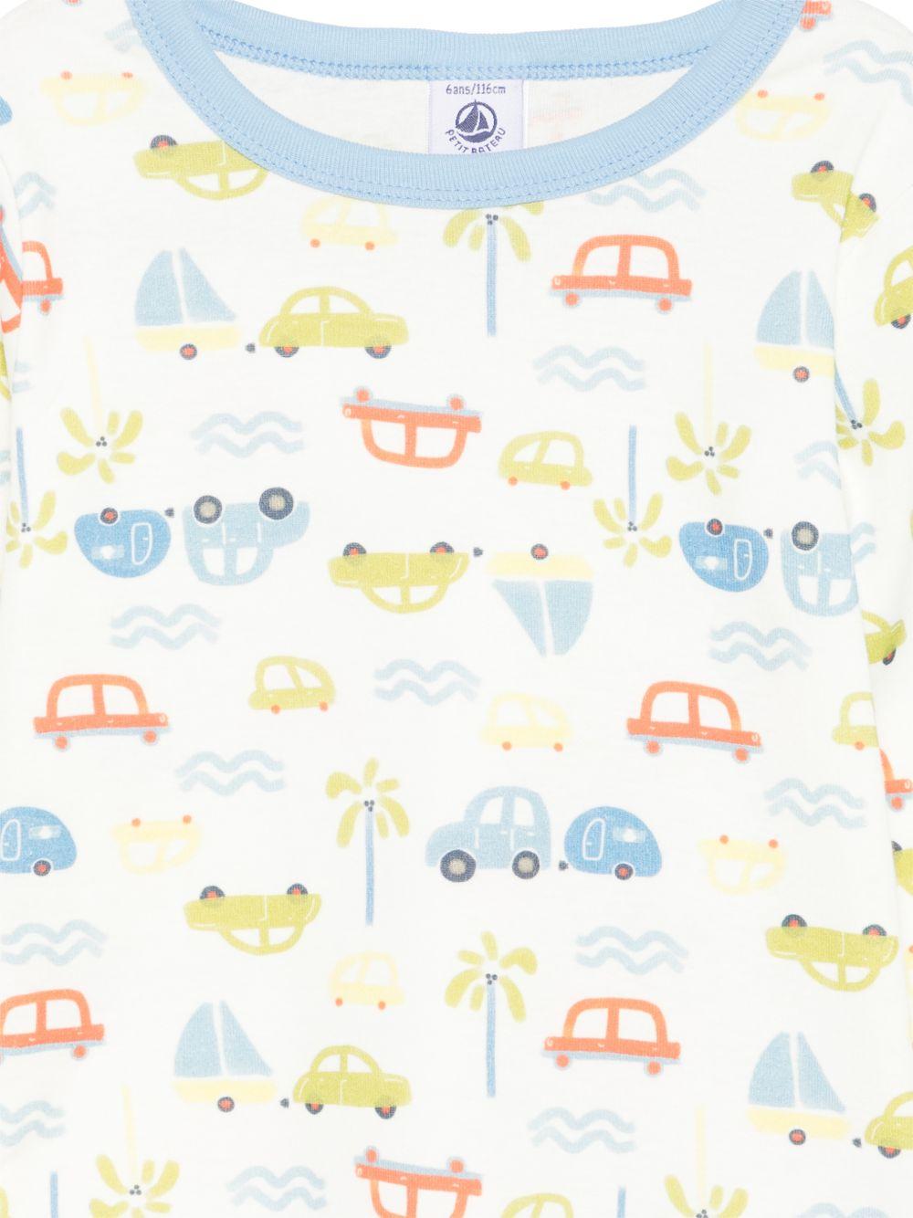 Pigiama per bambino Petit Bateau bianco con stampa grafica all-over A0FPG 01 PETIT BATEAU 