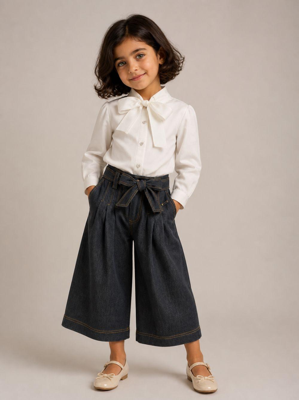 Pantaloni per bambina Monnalisa Kids grigi con dettagli plissettati 17H400 8208 032F MONNALISA KIDS 