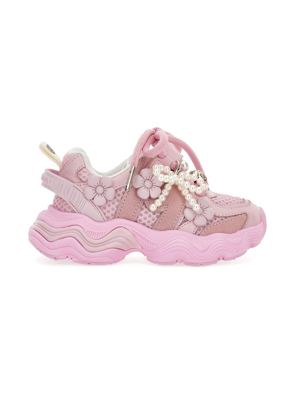 Sneakers per bambina Monnalisa rosa con applicazione floreale 8CG004 7703 0090 MONNALISA KIDS 