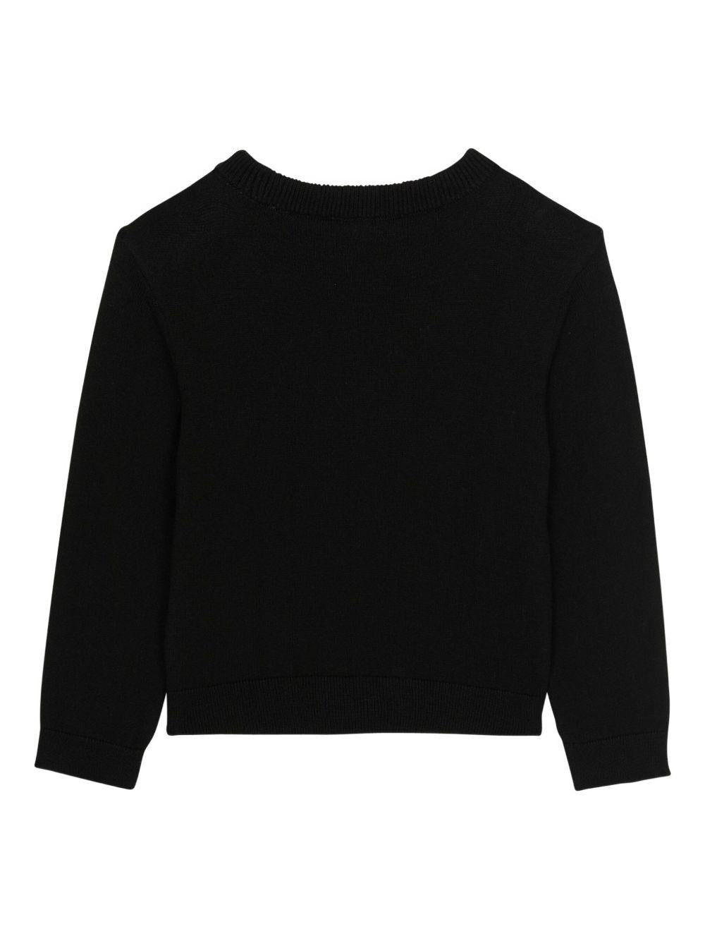 Maglione per bambino Balmain Kids nero con logo a intarsio e girocollo BX9P00 Z2312 930AV BALMAIN KIDS 