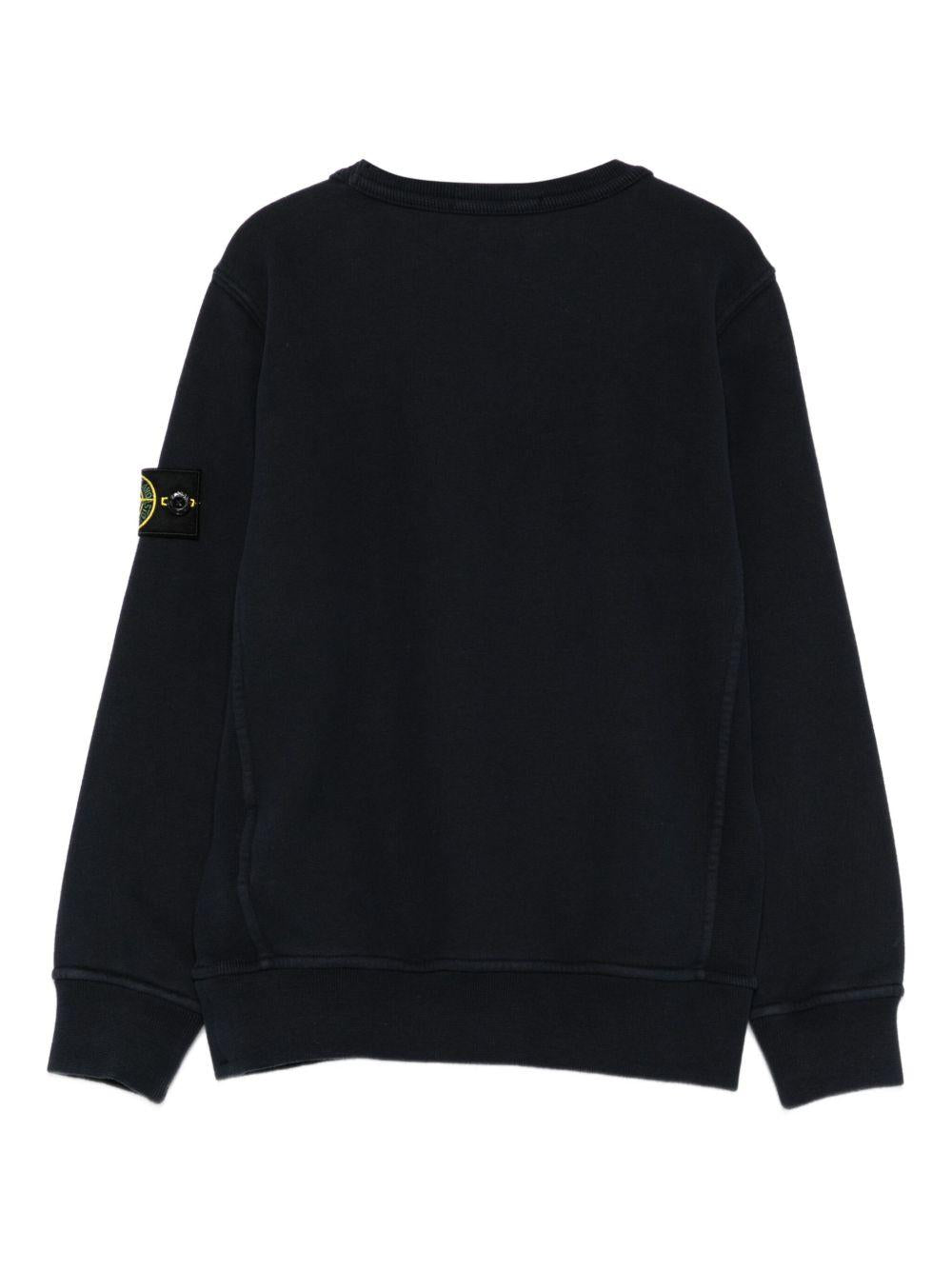 Felpa per bambino Stone Island Kids nera con applicazione sulla manica L2S166100001S0A20 V0029 STONE ISLAND KIDS 