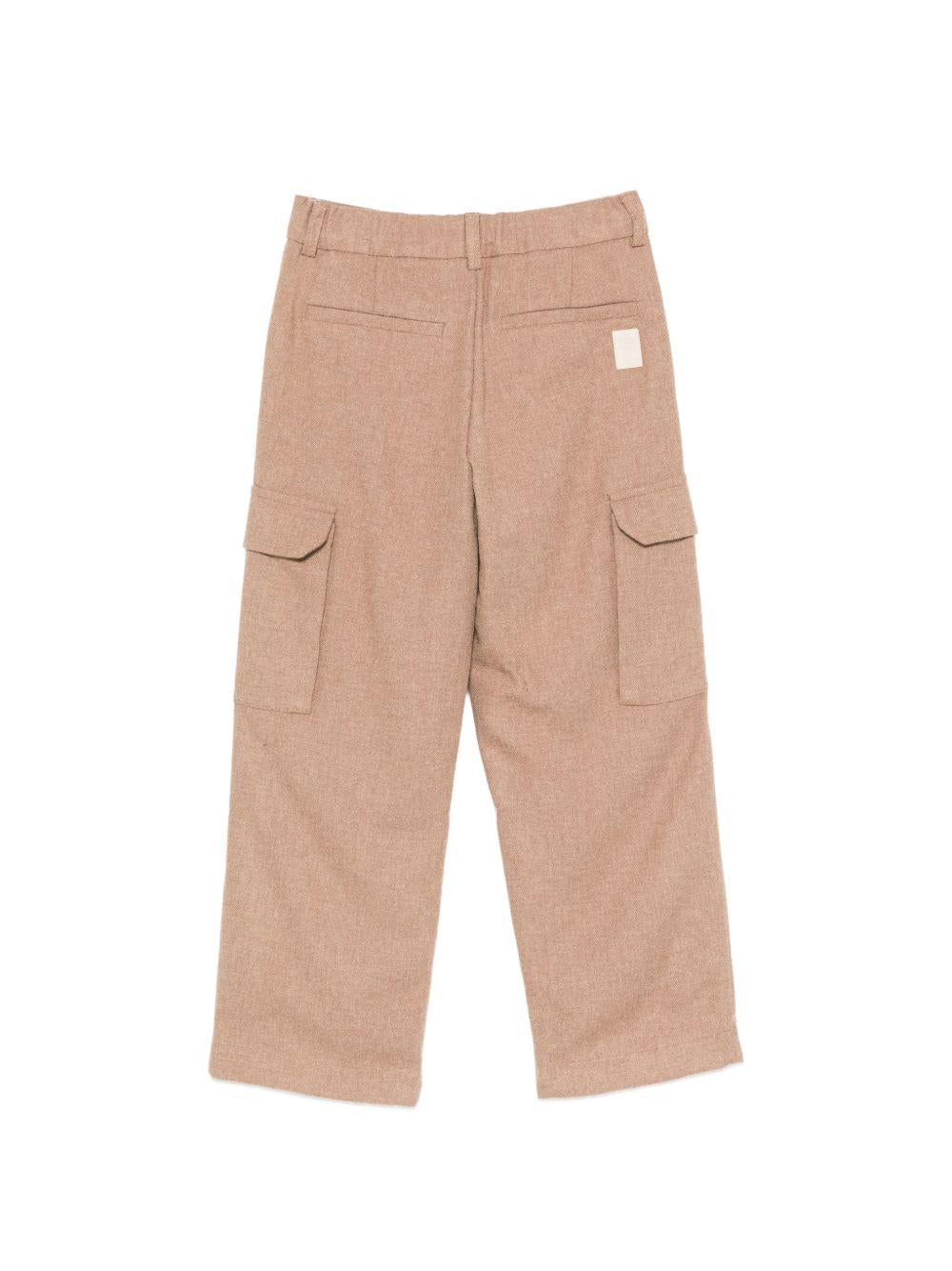 Pantaloni per bambino Eleventy Kids marrone con patch con logo EZ6H90 I0233 877 ELEVENTY KIDS 