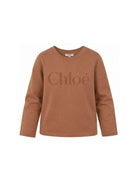 T-shirt per bambina Chloè Kids marrone con stampa logo sul davanti C21299 31F CHLOE' KIDS 