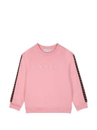 Felpa per bambini Lanvin Enfant rosa con ricamo logo sul davanti N30401 48N LANVIN KIDS 