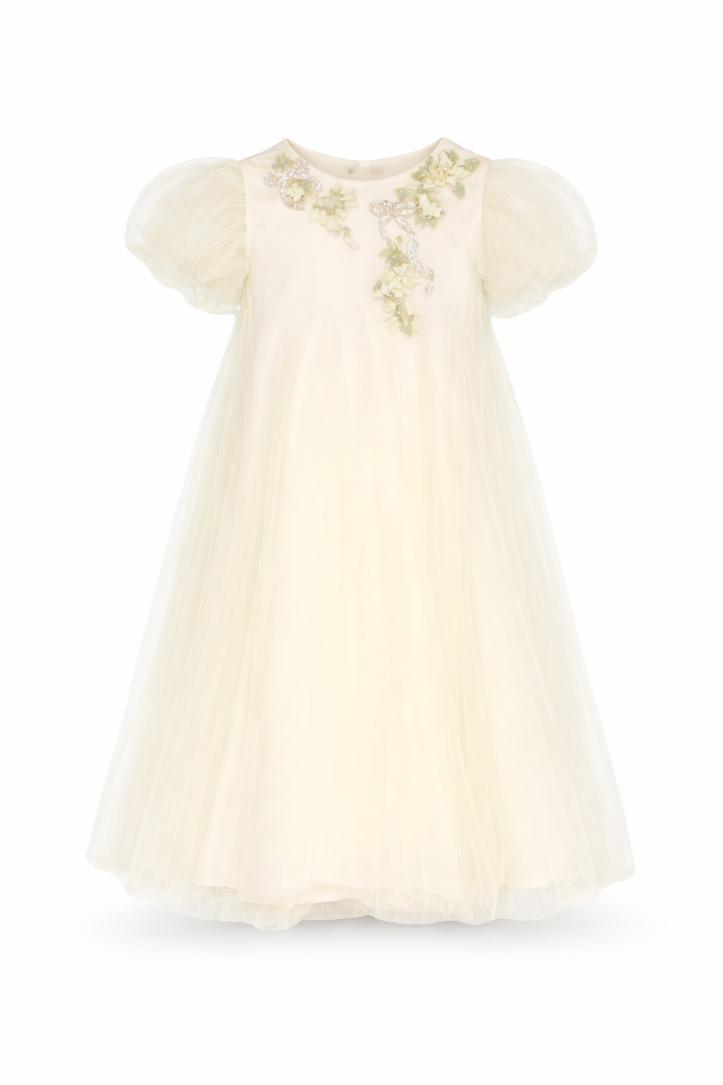 Abito per neonata Maison Ava giallo con applicazioni floreali MA FW25 GL09 YELLOW MAISON AVA KIDS 