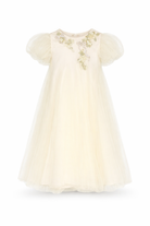Abito per neonata Maison Ava giallo con applicazioni floreali MA FW25 GL09 YELLOW MAISON AVA KIDS 