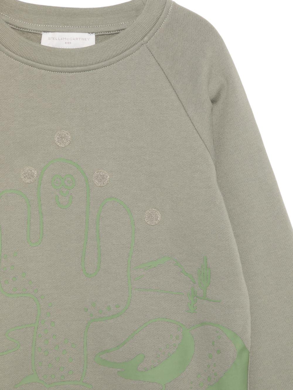 Felpa per bambino Stella McCartney Kids verde con stampa grafica TZ4P70 Z3059 774 STELLA McCARTNEY KIDS 