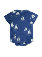 Camicia per neonato Mini Rodini blu con stampa e dettagli con ruches 2524011160 BLUE MINI RODINI KIDS 