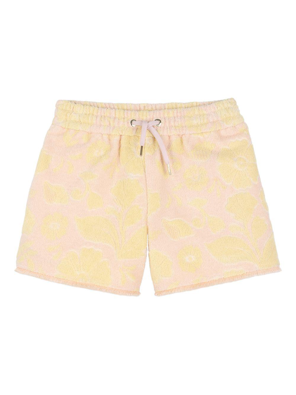 Shorts per bambina Chloé Kids rosa con stampa a fiori C20847 S05 CHLOE' KIDS 