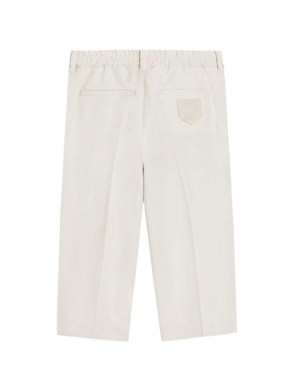 Pantaloni per bambino Dolce & Gabbana Kids beige con logo ricamato sul retro L44P73 FU4LH A3791 DOLCE & GABBANA KIDS 