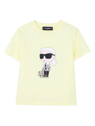 T-shirt per bambino Karl Lagerfeld Kids gialla con stampa grafica Karl sul davanti Z31094 556 KARL LAGERFELD KIDS 