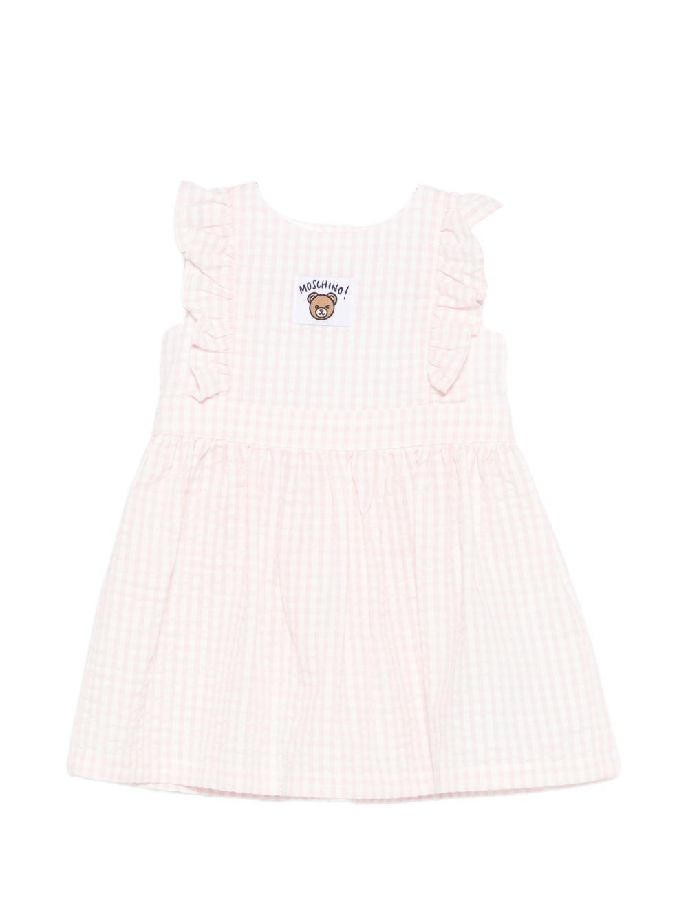 Abito per neonata Moschino Kids rosa con motivo a quadri MDV0DCLZE10 82543 MOSCHINO KIDS 