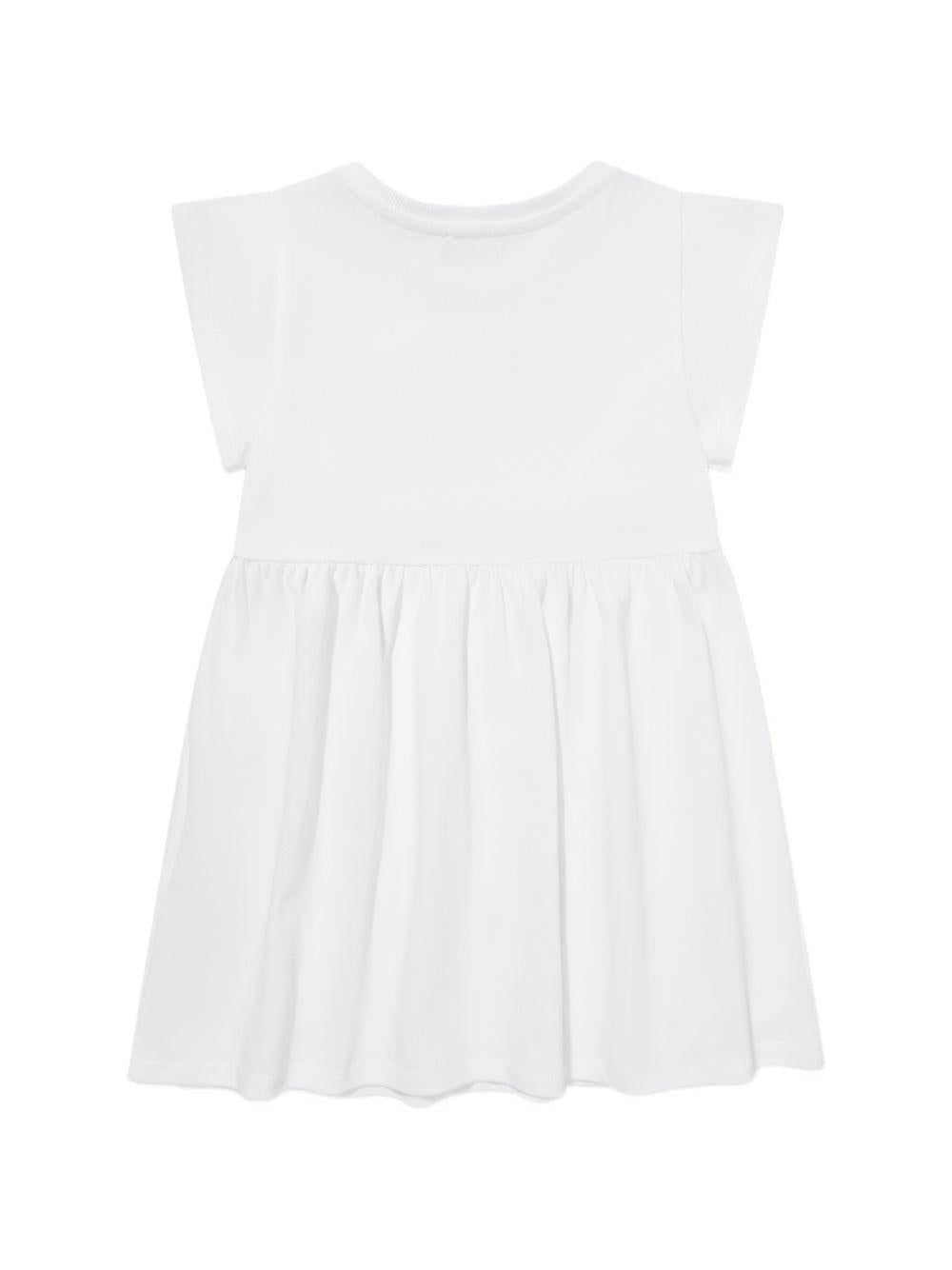 Abito da bambina Moschino Kids bianco con ricamo a fiori HDV0HQLFA06 10101 MOSCHINO KIDS 