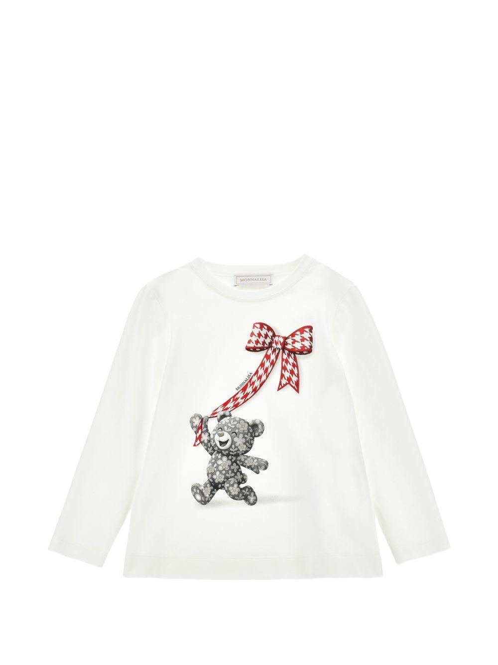T-shirt per bambina Monnalisa Kids bianca con stampa grafica 11H619 8201 0132 MONNALISA KIDS 
