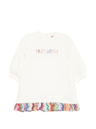 Abito per neonata Missoni Kids bianco con orlo con dettaglio a zigzag MZ1020 Z3183 102 MISSONI KIDS 