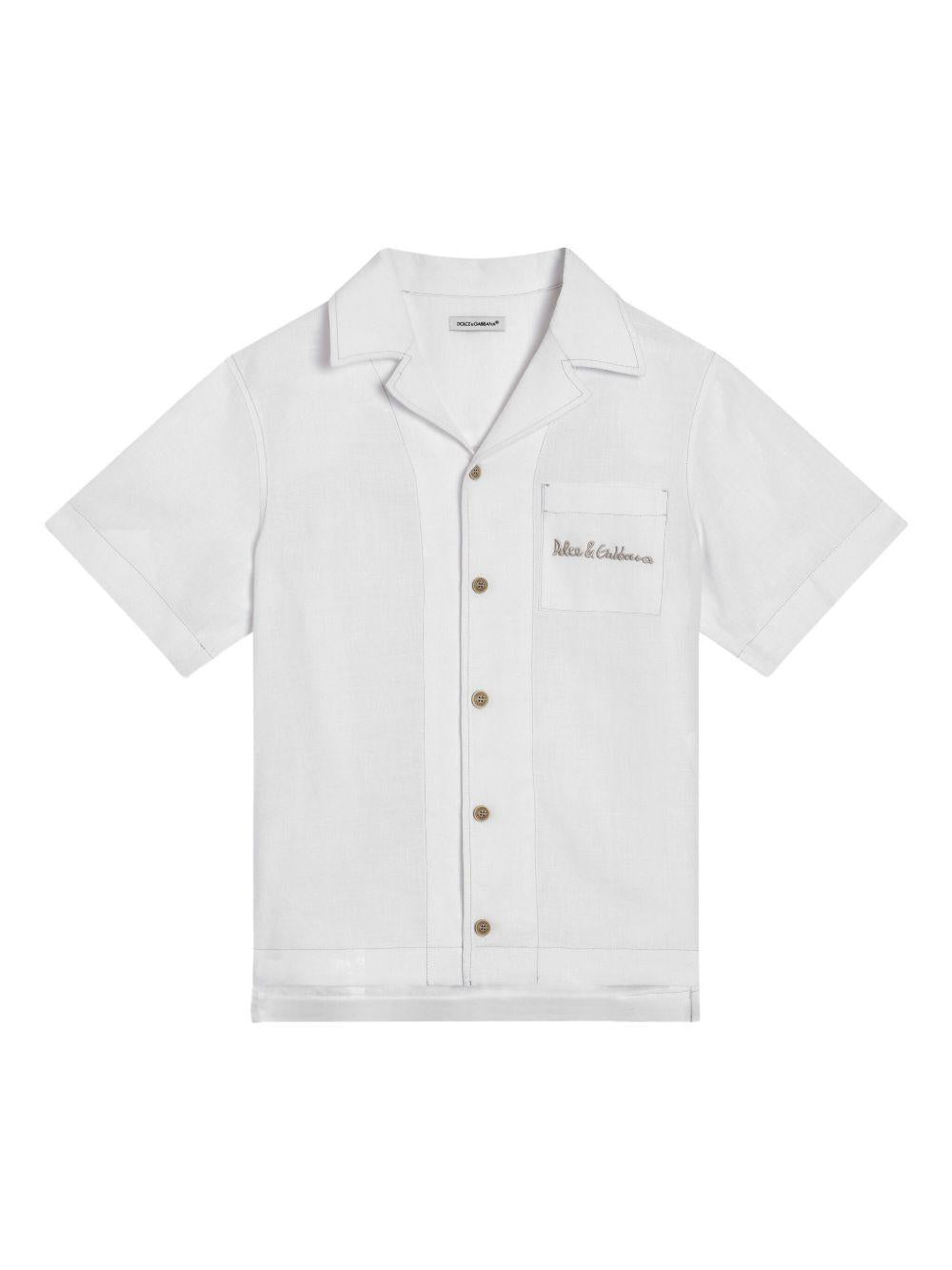 Camicia per bambino Dolce & Gabbana Kids bianco con ricamo L44S24 FU4LH W0800 DOLCE & GABBANA KIDS 