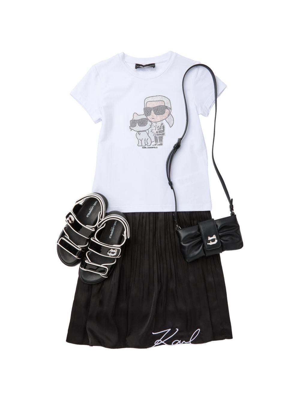 T-shirt per bambina Karl Lagerfeld Kids bianco con dettaglio logo Z31158 10P KARL LAGERFELD KIDS 