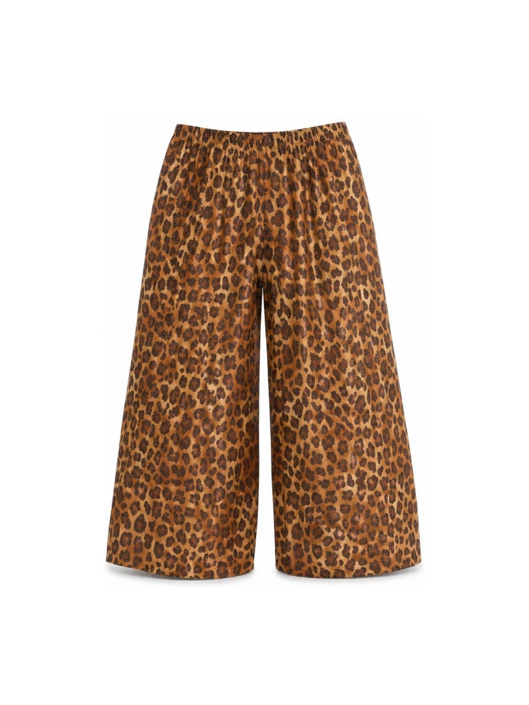 Pantaloni per bambina MC2 Saint Barth Kids marrone con stampa animalier AML0003 00520L MC2 ST. BARTH KIDS 