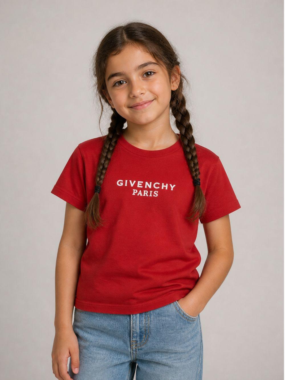 T-shirt per bambina Givenchy Kids rossa con logo sul davanti H31315 96D GIVENCHY KIDS 