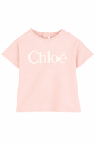 T-shirt per neonata Chloé Kids rosa con scritta logo C20910 46J CHLOE' KIDS 