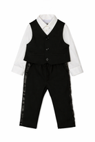 Completo tre pezzi per neonato Emporio Armani Kids bianco e nero con logo ricamato 6HH810 4N3FZ 0999 EMPORIO ARMANI KIDS 