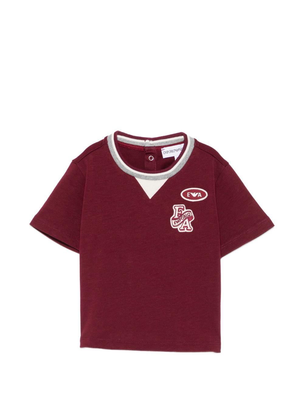 T-shirt per neonato Emporio Armani Kids bordeaux con patta logo EB001439 AF13715 UA343 EMPORIO ARMANI KIDS 