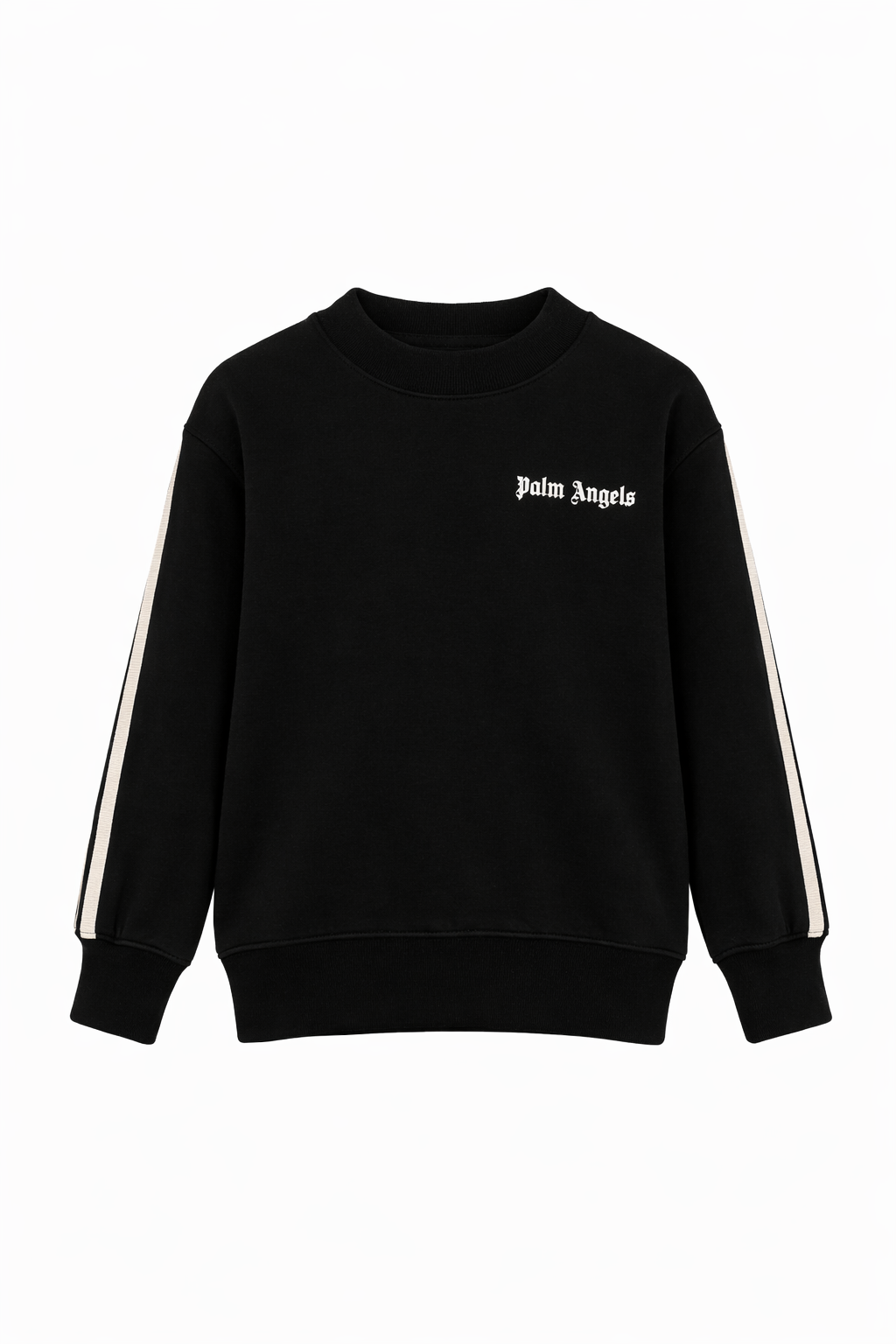 Felpa bambino Palm Angels Kids nero con orlo a coste PBBA012S26FLE005 110 PALM ANGELS KIDS 