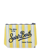 Pochette Aline MC2 Saint Barth bianca e gialla con motivo a righe ALIN001 03281L MC2 ST. BARTH KIDS 
