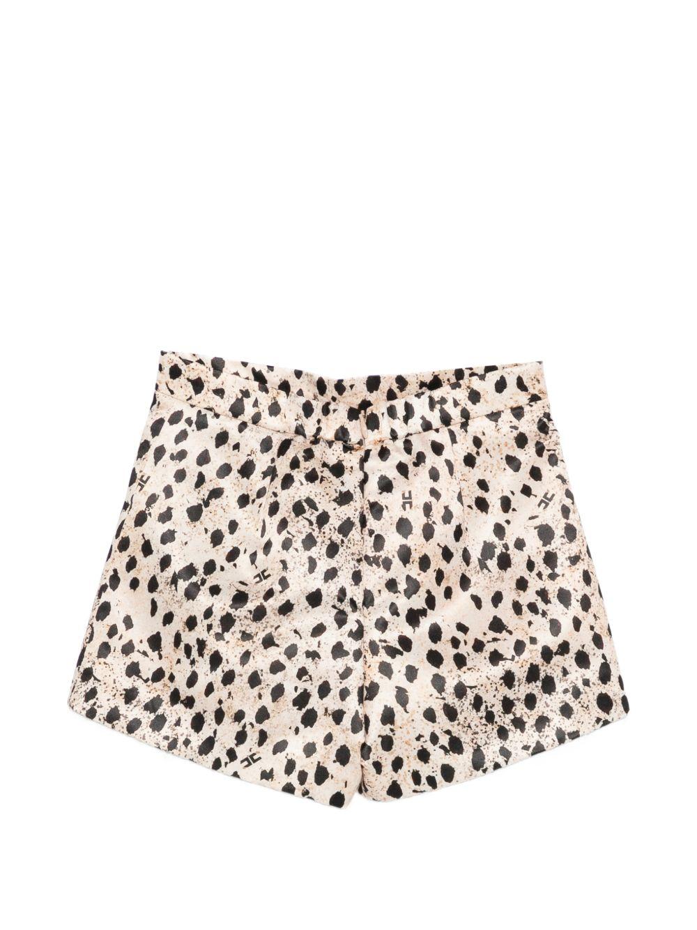 Shorts per bambina Elisabetta Franchi La Mia Bambina beige con stampa animalier EFBE0860RAE02 D464 ElISABETTA FRANCHI KIDS 