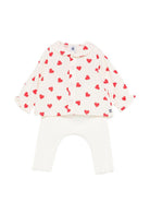 Set di t-shirt e pantaloni per neonati Petit Bateau bianco con stampa a cuori A0F34 00 PETIT BATEAU KIDS 