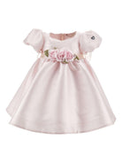 Abito per neonata Monnalisa rosa con dettaglio con fiocco e con fiore 73G903 7302 0091 MONNALISA KIDS 