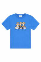 T-shirt per bambini Moschino Kids blu con stampa grafica orsetti HUM05PLAA23 40630 MOSCHINO KIDS 
