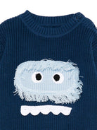 Maglione per neonato Stella McCartney Kids blu con faccia di mostro TX9510 Z1528 633 STELLA McCARTNEY KIDS 
