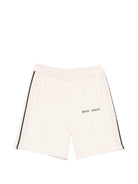 Shorts per bambino Palm Angels Kids beige con dettaglio strisce laterali PBCL001S26FAB001 092 PALM ANGELS KIDS 