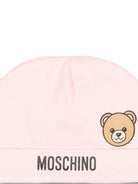 Berretto per neonata Moschino Kids rosa con dettaglio Teddy Bear MUX066LCA40 50209 MOSCHINO KIDS 