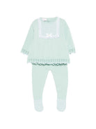 Set maglioncino e pantaloni per neonati Paz Rodriguez verde con dettaglio fiocco 103-123461 1301 PaZ RODRIGUEZ KIDS 