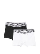 Set due boxer per bambino Versace Kids bianco e nero con stampa Greca 10252441A18280 2W020 VERSACE KIDS 