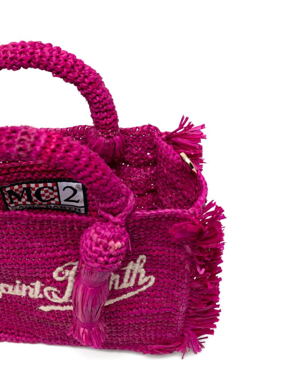 Borsa Vanity Mini MC2 Saint Barth fucsia in rafia con nappa VAMI017 00453L MC2 ST. BARTH KIDS 