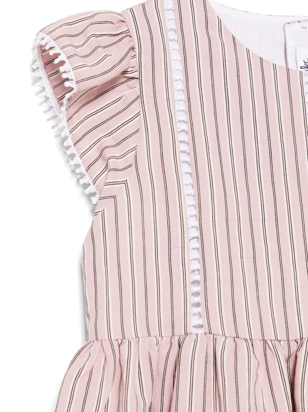 Abito per bambina Il Gufo rosa con motivo a righe verticali P25VM782R1000 333 IL GUFO KIDS 
