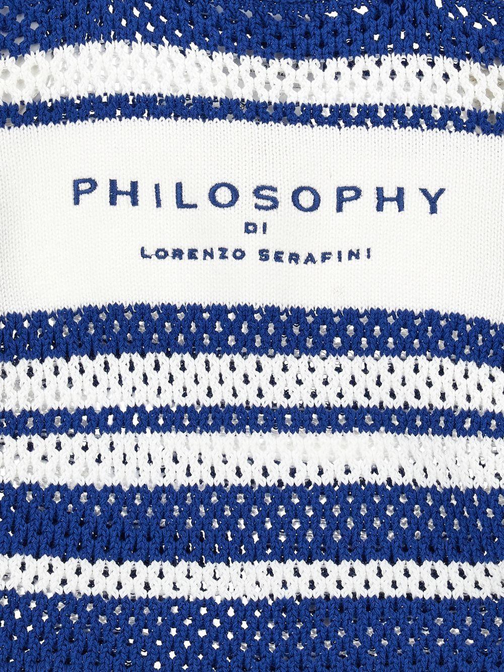 Borsa tote per bambina Philosophy di Lorenzo Serafini Kids blu con design a righe I9G002 7030 0156 PHILOSOPHY KIDS 