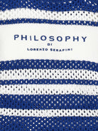 Borsa tote per bambina Philosophy di Lorenzo Serafini Kids blu con design a righe I9G002 7030 0156 PHILOSOPHY KIDS 