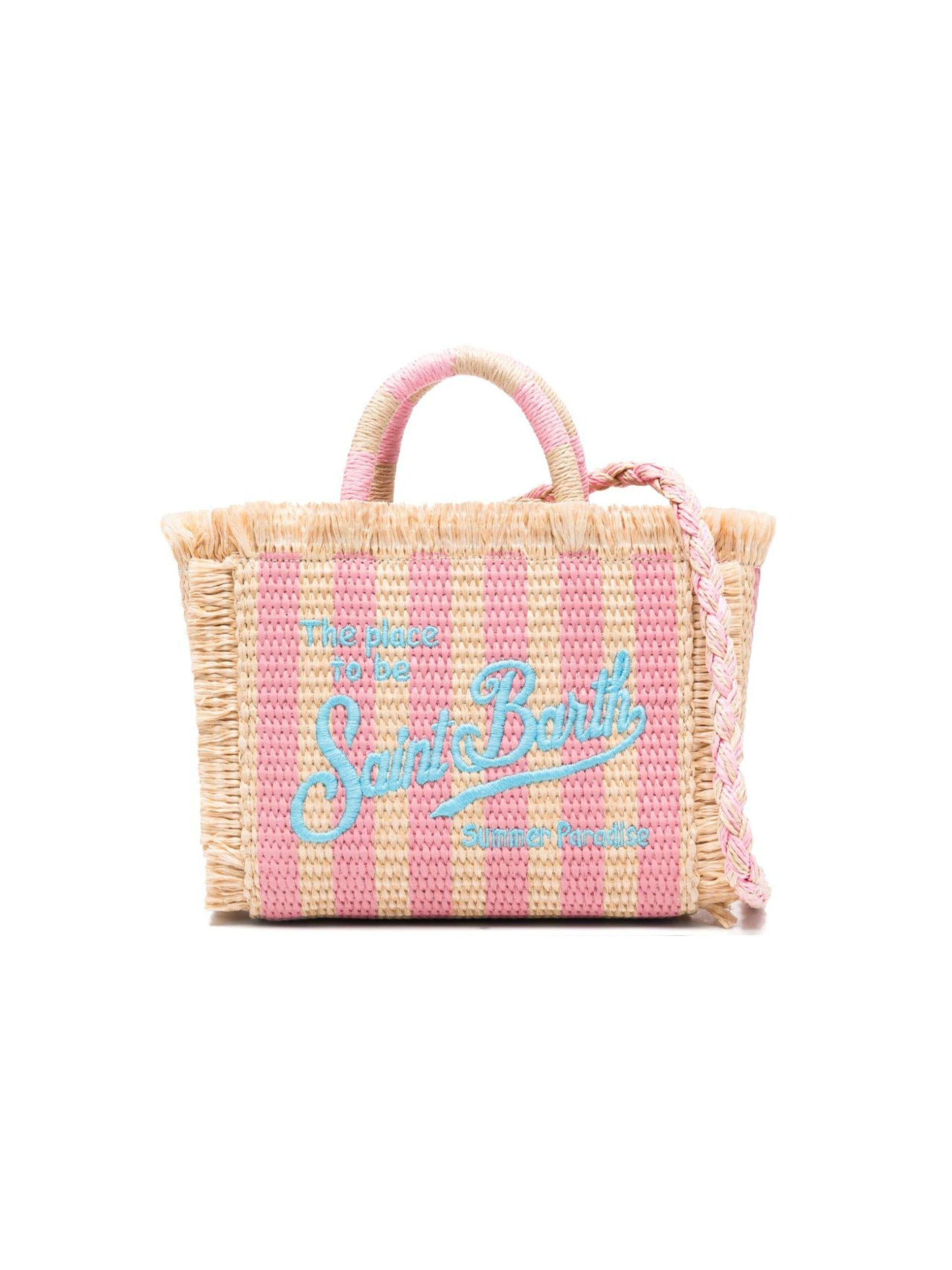 Borsa Vanity Mini MC2 Saint barth beige con motivo a righe VAMI009 00407L MC2 ST. BARTH KIDS 