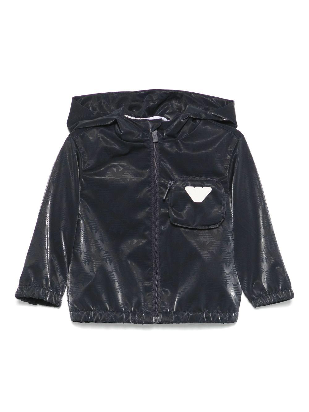 Giubbino per neonato Emporio Armani Kids blu con logo gommato EB000426 AF13370 UB118 EMPORIO ARMANI KIDS 